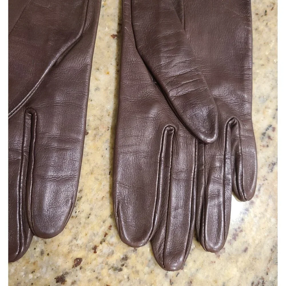 Vintage Womens Size S 6.5 Brown Soft Leather Silk Lined 8.5